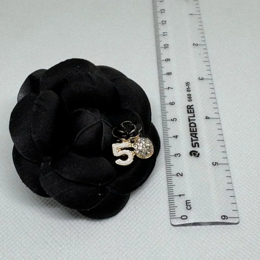 Camellia Style Flower Brooch | Designer-Inspired Luxury Pin | Black Tone